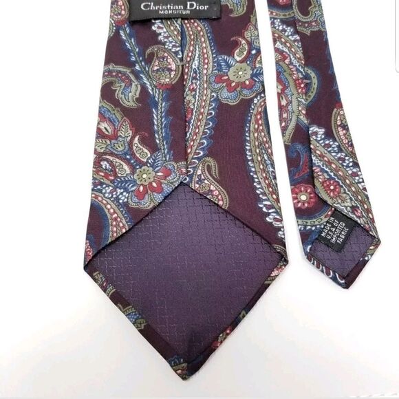 Christian Dior Monsieur Maroon Blue Paisley Print - Picture 5 of 5